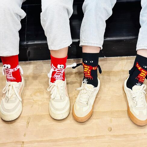 gjulrfu 4PCS Christmas Holding Hands Socks,Personalized Christmas Stockings Couple Magnetic Socks Mid Tube Sock Funny Xmas Gifts in Kuwait