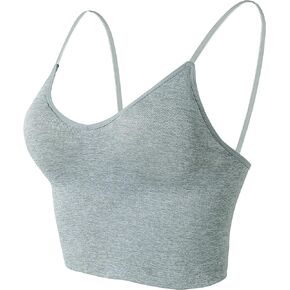 Seamless Sports Bra 2 Pcs Crop Top Bra Wirefree Bra Removable Pads for Women Yoga Workout with Adjustable Straps
