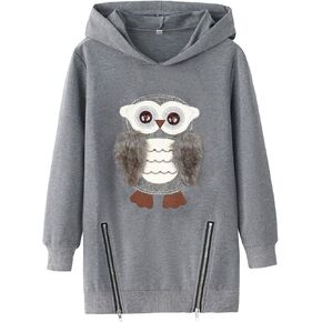 WardWolf Sweatshirts for Girls Kids Hoodies Hooded Pullover Fuzzy Cute Owl