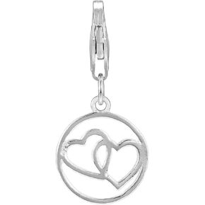 ZooWoo Sterling Silver Overlapping Hearts Clip-On Charm Lobster Claw Clasp: Bracelet and Necklace Accessory in Saudi Arabia