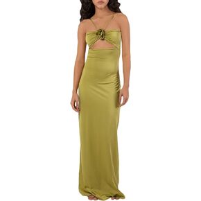 Biayxms Women’s Casual Tube Tops Dress Fashion Solid Color Off-Shoulder Hollow Skinny Slit Long Dress in Kuwait