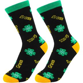 Dohia St. Patrick's Day Socks Novelty Socks Funny Green St. Paddy's Crew Socks Shamrock Holiday Socks for Men Women D1-SYCMW in Kuwait