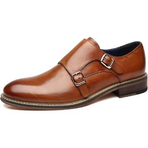 La Milano Mens Double Monk Strap Slip on Loafer Cap Toe Leather Oxford Formal Business Casual Comfortable Dress Shoes for Men in Kuwait