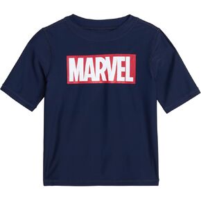 Marvel Boys' Avengers Rash Guard Top - Captain America, Spider-Man - Quick Dry Sand and Sun Protection Swim Shirt (2T-12)