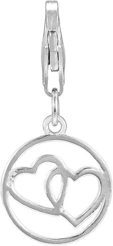 ZooWoo Sterling Silver Overlapping Hearts Clip-On Charm Lobster Claw Clasp: Bracelet and Necklace Accessory, Sterling Silver, No Gemstone in Saudi Arabia