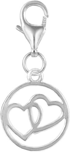 ZooWoo Sterling Silver Overlapping Hearts Clip-On Charm Lobster Claw Clasp: Bracelet and Necklace Accessory, Sterling Silver, No Gemstone in Saudi Arabia