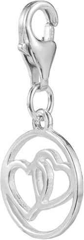 ZooWoo Sterling Silver Overlapping Hearts Clip-On Charm Lobster Claw Clasp: Bracelet and Necklace Accessory, Sterling Silver, No Gemstone in Saudi Arabia
