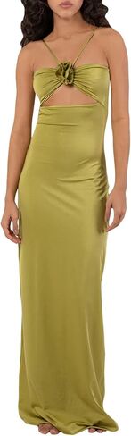 Biayxms Women’s Casual Tube Tops Dress Fashion Solid Color Off-Shoulder Hollow Skinny Slit Long Dress in Kuwait