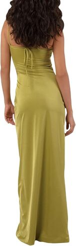 Biayxms Women’s Casual Tube Tops Dress Fashion Solid Color Off-Shoulder Hollow Skinny Slit Long Dress in Kuwait