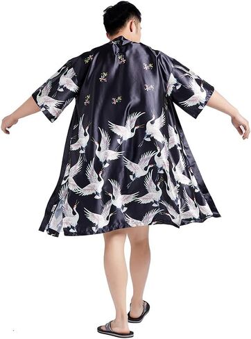 هاورون معطف كيمونو ياباني فضفاض للرجال بتصميم يوكاتا، رداء حمام طويل عتيق in Kuwait