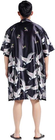 هاورون معطف كيمونو ياباني فضفاض للرجال بتصميم يوكاتا، رداء حمام طويل عتيق in Kuwait