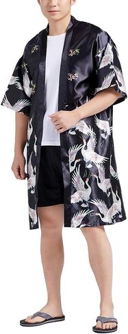 هاورون معطف كيمونو ياباني فضفاض للرجال بتصميم يوكاتا، رداء حمام طويل عتيق in Kuwait