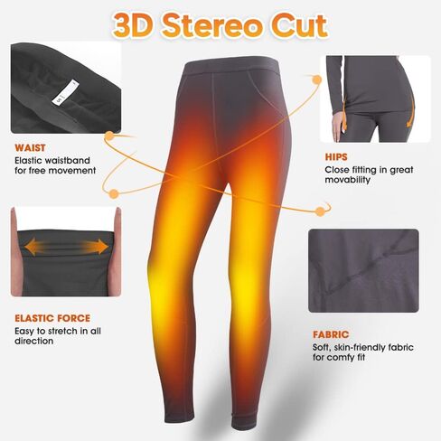 أطقم ملابس داخلية حرارية من Subuteay للنساء - بنطال ضيق مبطن بالصوف برقبة دائرية وأكمام طويلة وطبقة أساسية من Johns (العلوي والسفلي) in Kuwait