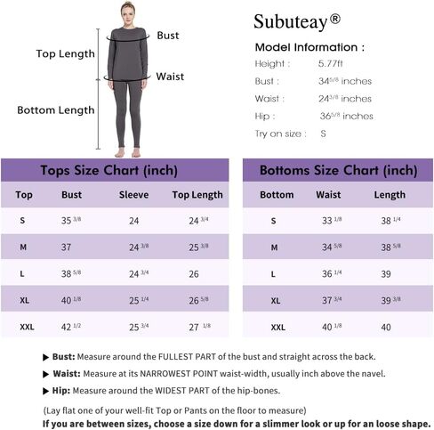 أطقم ملابس داخلية حرارية من Subuteay للنساء - بنطال ضيق مبطن بالصوف برقبة دائرية وأكمام طويلة وطبقة أساسية من Johns (العلوي والسفلي) in Kuwait
