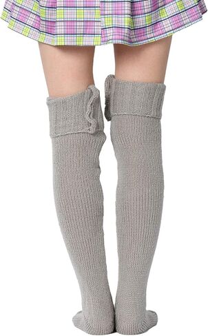 Louatui Over The Knee Sweater Socks for Women Cable Knit Tights High Socks Winter Wool Knee High Stockings Leg Warmers in Kuwait