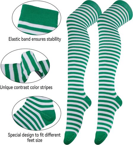 Joyingtwo Over Knee Rainbow Thigh High Socks Cosplay Accessories for Women Fashion Wild Long Striped Leg warmers in Kuwait