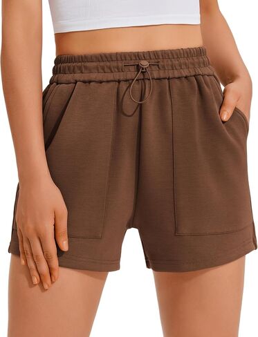 PINSPARK Sweat Shorts for Women Casual Summer Athletic Short Elastic Waist Comfy Lounge Shorts Bottoms with Pockets in Kuwait