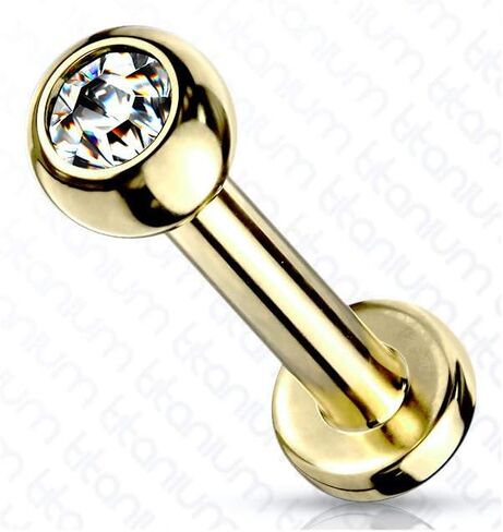 Amelia Fashion Solid G23 Implant Grade Titanium Internally Threaded Labret Studs With Jeweled Ball Set (Choose Color) in Saudi Arabia