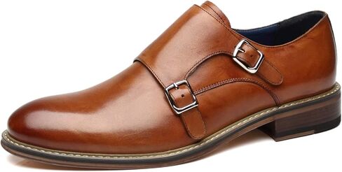 La Milano Mens Double Monk Strap Slip on Loafer Cap Toe Leather Oxford Formal Business Casual Comfortable Dress Shoes for Men in Kuwait