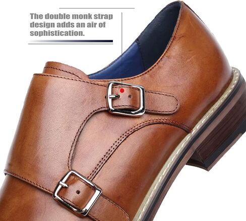 La Milano Mens Double Monk Strap Slip on Loafer Cap Toe Leather Oxford Formal Business Casual Comfortable Dress Shoes for Men in Kuwait