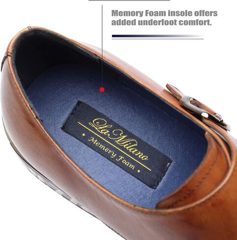 La Milano Mens Double Monk Strap Slip on Loafer Cap Toe Leather Oxford Formal Business Casual Comfortable Dress Shoes for Men in Kuwait