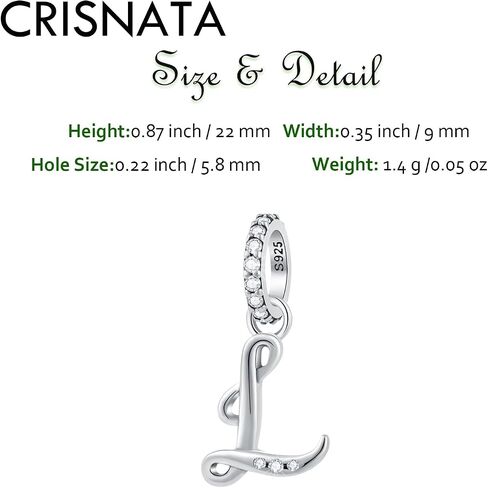 CRISNATA Complete Initial A-Z 26 Letter Dangle Charms, 925 Sterling Silver Dangling CZ Stone Alphabet Beads, fits European Bracelet Necklace, Gift for Mother/Dad/Daughter/Son/Sister/Birthday in Saudi Arabia