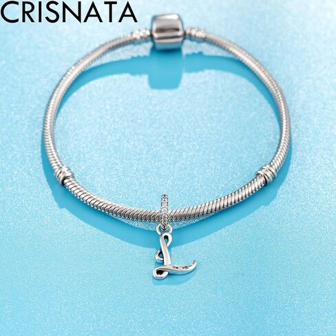 CRISNATA Complete Initial A-Z 26 Letter Dangle Charms, 925 Sterling Silver Dangling CZ Stone Alphabet Beads, fits European Bracelet Necklace, Gift for Mother/Dad/Daughter/Son/Sister/Birthday in Saudi Arabia