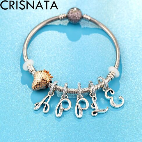 CRISNATA Complete Initial A-Z 26 Letter Dangle Charms, 925 Sterling Silver Dangling CZ Stone Alphabet Beads, fits European Bracelet Necklace, Gift for Mother/Dad/Daughter/Son/Sister/Birthday in Saudi Arabia