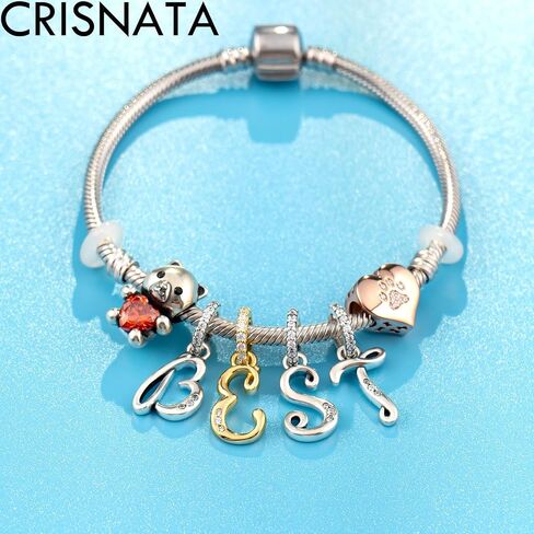 CRISNATA Complete Initial A-Z 26 Letter Dangle Charms, 925 Sterling Silver Dangling CZ Stone Alphabet Beads, fits European Bracelet Necklace, Gift for Mother/Dad/Daughter/Son/Sister/Birthday in Saudi Arabia