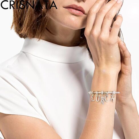 CRISNATA Complete Initial A-Z 26 Letter Dangle Charms, 925 Sterling Silver Dangling CZ Stone Alphabet Beads, fits European Bracelet Necklace, Gift for Mother/Dad/Daughter/Son/Sister/Birthday in Saudi Arabia