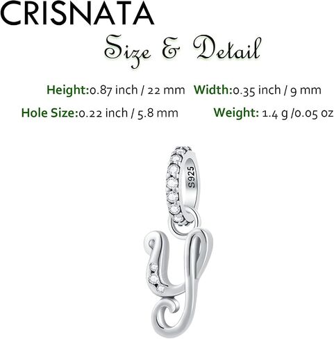 CRISNATA Complete Initial A-Z 26 Letter Dangle Charms, 925 Sterling Silver Dangling CZ Stone Alphabet Beads, fits European Bracelet Necklace, Gift for Mother/Dad/Daughter/Son/Sister/Birthday in Saudi Arabia