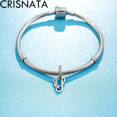 CRISNATA Complete Initial A-Z 26 Letter Dangle Charms, 925 Sterling Silver Dangling CZ Stone Alphabet Beads, fits European Bracelet Necklace, Gift for Mother/Dad/Daughter/Son/Sister/Birthday in Saudi Arabia