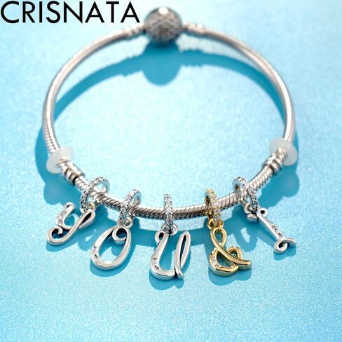 CRISNATA Complete Initial A-Z 26 Letter Dangle Charms, 925 Sterling Silver Dangling CZ Stone Alphabet Beads, fits European Bracelet Necklace, Gift for Mother/Dad/Daughter/Son/Sister/Birthday in Saudi Arabia