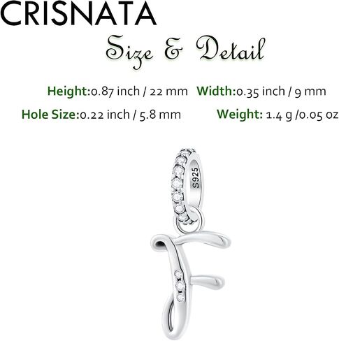 CRISNATA Complete Initial A-Z 26 Letter Dangle Charms, 925 Sterling Silver Dangling CZ Stone Alphabet Beads, fits European Bracelet Necklace, Gift for Mother/Dad/Daughter/Son/Sister/Birthday in Saudi Arabia