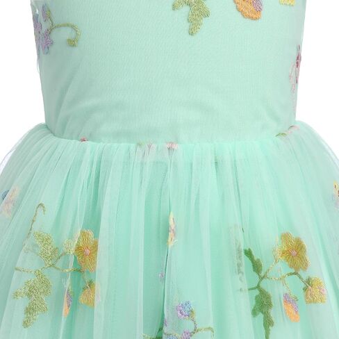 Flower Girl Dress Princess Sleeveless Floral Embroidered Kids Summer Wedding Pageant Birthday Tutu Tulle Dress in Saudi Arabia
