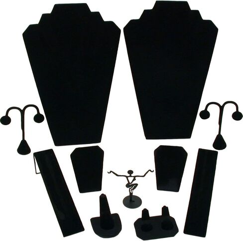 FindingKing 11 Pc Set Black Velvet Jewelry Displays Busts Bonus New in Saudi Arabia