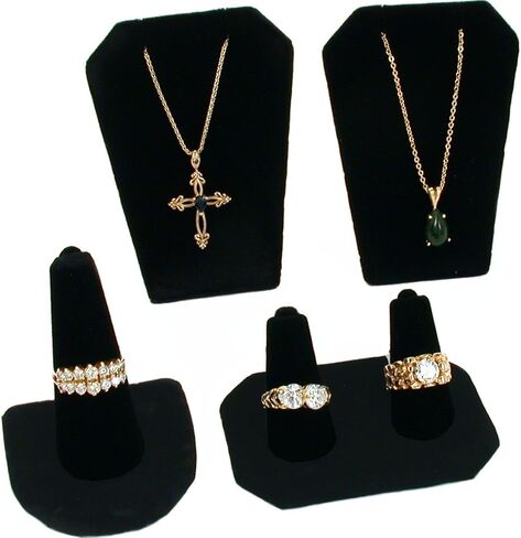 FindingKing 11 Pc Set Black Velvet Jewelry Displays Busts Bonus New in Saudi Arabia