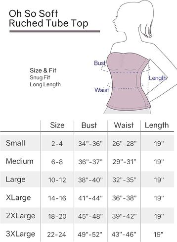 أوه لينة جدا Ruched تمثال نصفي حمالة أنبوب طويل | النساء | صنع فى أمريكا in Kuwait