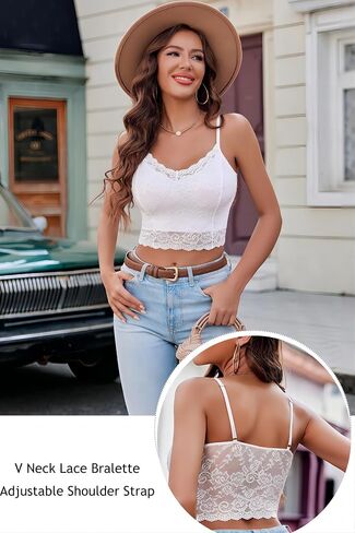 Avidlove Lace Bralette for Women Spaghetti Strap Tank Top V Neck Slim Basic Camisoles in Kuwait