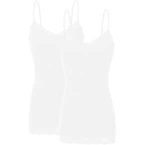 بلوزة طويلة مع سباغتي ستراب قابلة للتعديل وحافة مخرمة من بوزولو للسيدات بمقاسات صغيرة وكبيرة in Kuwait