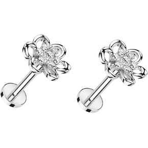 Cute Flower Cartilage Monroe Stud Earrings Cubic Zirconia Crystal Floral Tragus Lip Labret Helix Studs Earring Nose Rings Dainty Medusa Body Piercing Jewelry Gifts for Women Girls Men 16G in Kuwait