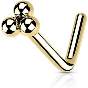 Pierced Owl - 20GA Stainless Steel 3 Ball Cluster Top L-Bend Nose Stud in Saudi Arabia