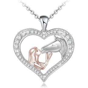 قلادة المسافة على شكل حصان للنساء والفتيات من الفضة الإسترلينية عيار 925 للفتيات مع هدايا حصان لعيد الميلاد وعيد الأم وعيد الميلاد in Kuwait