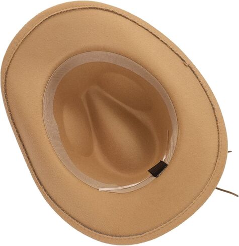 قبعة راعية البقر الكلاسيكية، قبعات رعاة البقر الغربية مع مشبك، قبعات واسعة الحواف من اللباد البقرة والأولاد فيدورا بنما للنساء in Kuwait