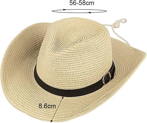 Straw Cowboy Hat for Men Women Wide Brim Sun Hat Cowgirl Panama Hat with Chin Strap Sombrero UV Protection Travel Outdoor Hat in Saudi Arabia
