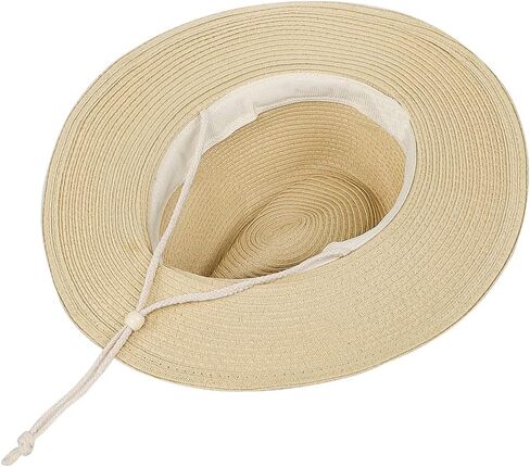 Straw Cowboy Hat for Men Women Wide Brim Sun Hat Cowgirl Panama Hat with Chin Strap Sombrero UV Protection Travel Outdoor Hat in Saudi Arabia