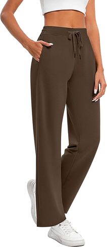 Locoowai 2 قطعة سراويل رياضية نسائية كاجوال واسعة الساق برباط الخصر فضفاضة للركض سراويل يوجا فضفاضة مع جيوب in Kuwait