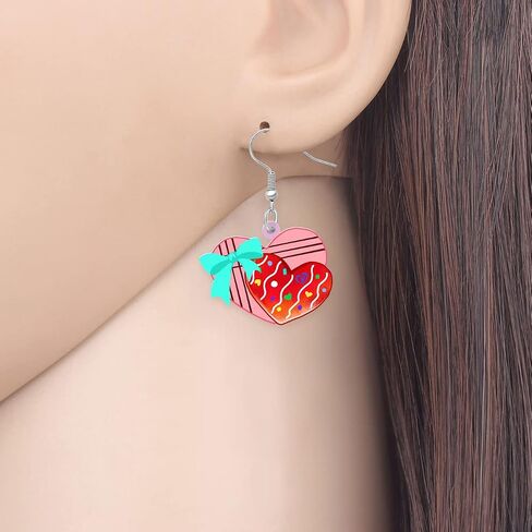 WEVENI Acrylic Valentines Day Cute Love Heart Donuts Earrings Dangle Fashion Jewelry for Women Girls Kids Charm Gift in Saudi Arabia