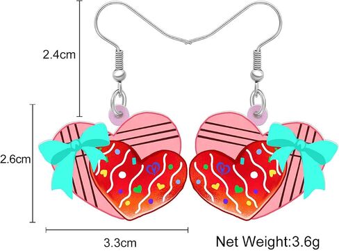 WEVENI Acrylic Valentines Day Cute Love Heart Donuts Earrings Dangle Fashion Jewelry for Women Girls Kids Charm Gift in Saudi Arabia