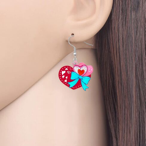 WEVENI Acrylic Valentines Day Cute Love Heart Donuts Earrings Dangle Fashion Jewelry for Women Girls Kids Charm Gift in Saudi Arabia